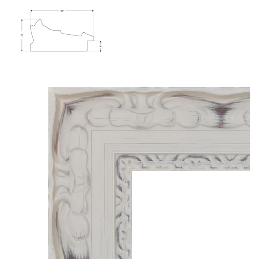 Cadre large sur Mesure avec Rais de Cœur - Inspiration Shabby Chic pour photo-litho
