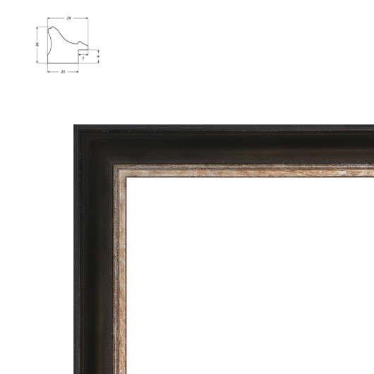 Cadre sur mesure Empire noir mat avec congé doré ou argent vieilli avec dos de cadre