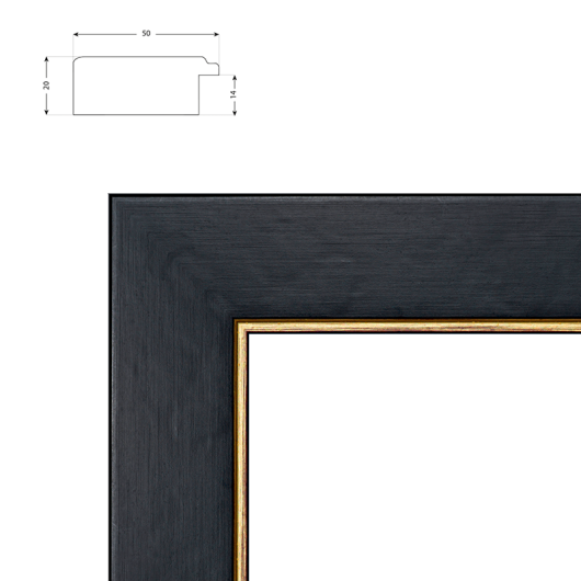 Cadre sur mesure plat noir liseré or ou argent pour photo-litho