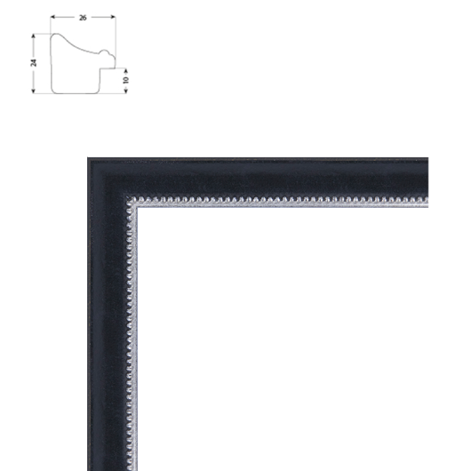 Cadre sur mesure ciré sur doucine avec perles pour photo-litho