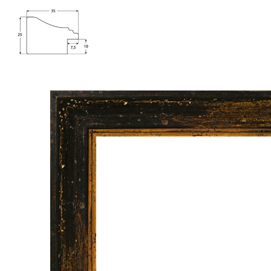 Cadre sur mesure noir avec liseré or vieilli pour photo-litho