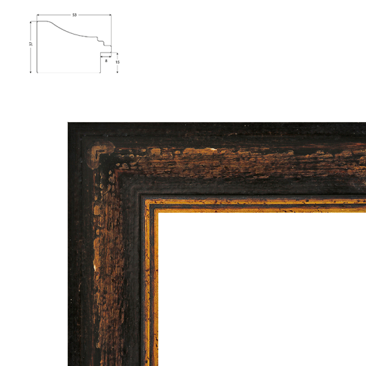 Cadre sur mesure patine vieillie et cirée main pour photo-litho